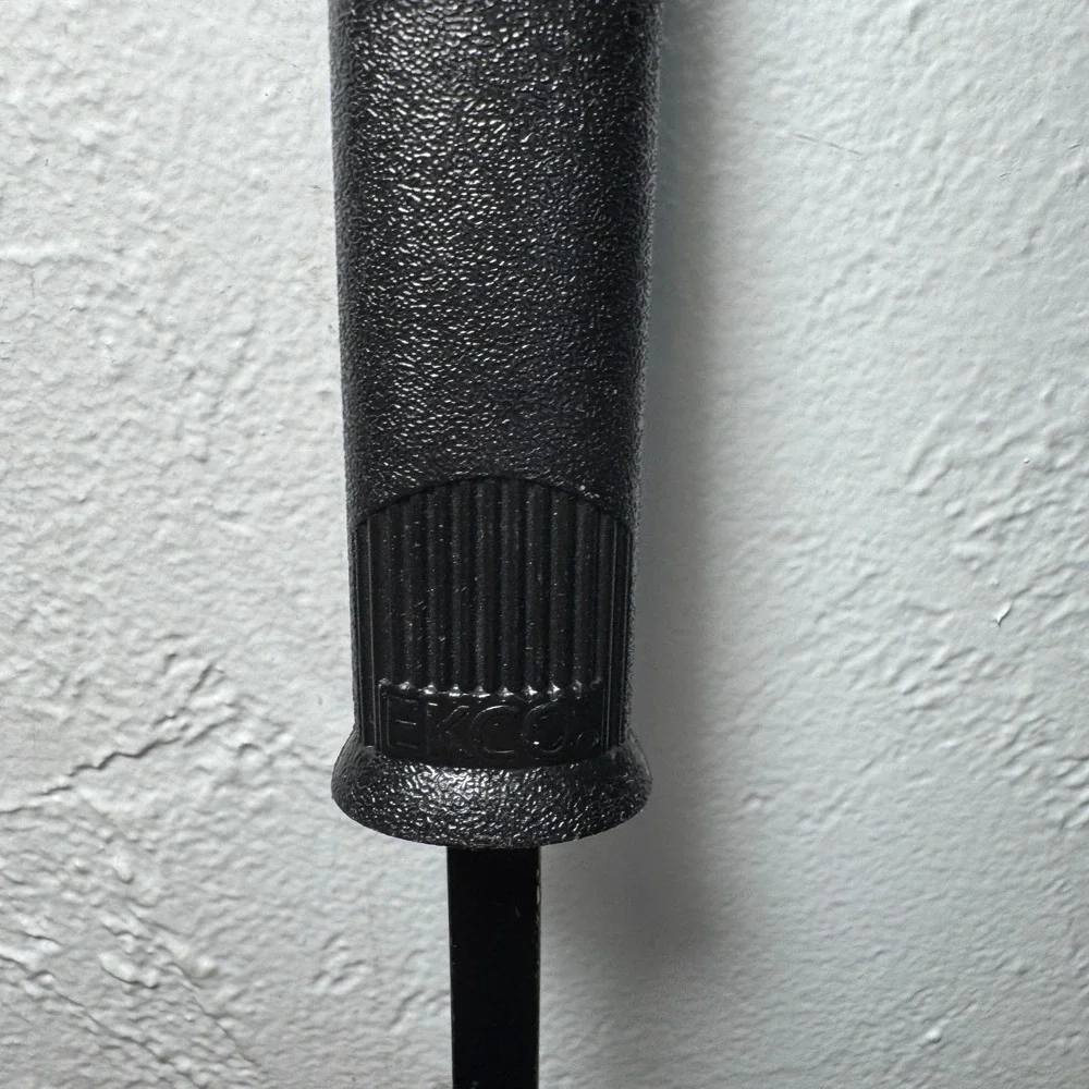 Vintage EKCO Black‎ Metal Soup Ladle Dual Pour Spout Textured Handle 10.5